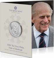 (2021) Монета Великобритания 2021 год 5 фунтов "Принц Филипп"  Медь-Никель  Буклет